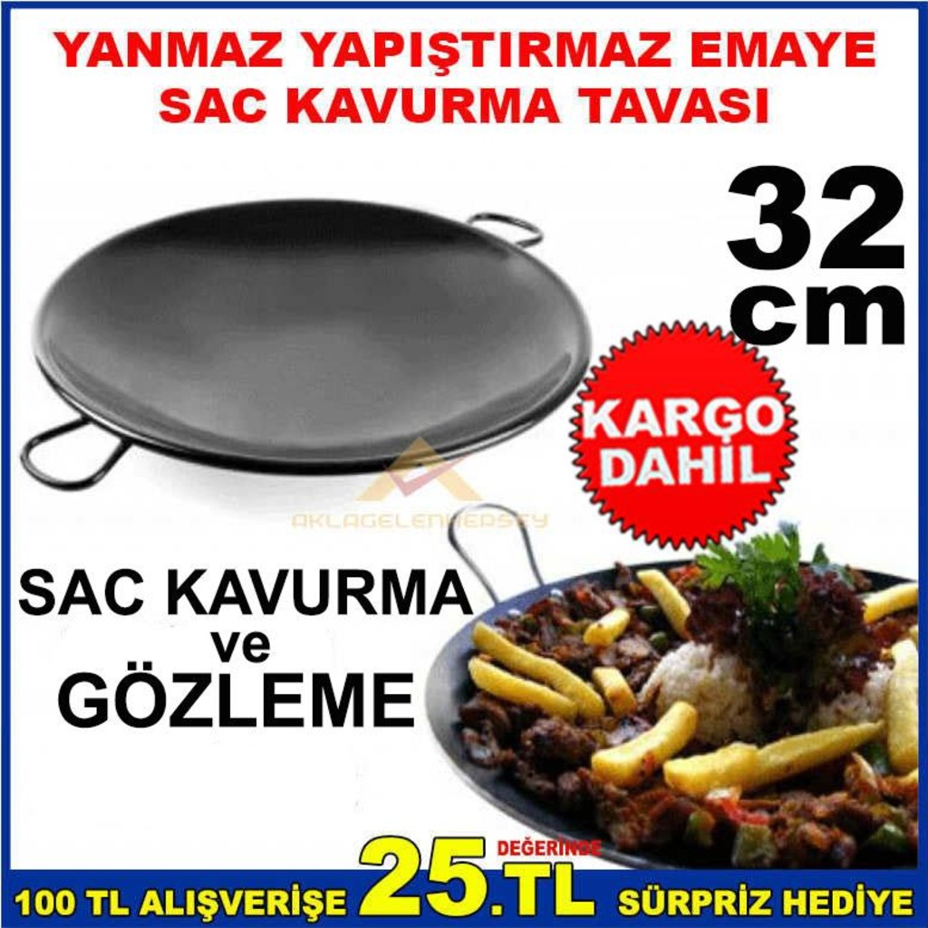 YANMAZ YAPIŞTIRMAZ 32cm EMAYE SAC KAVURMA ve GÖZLEME TAVASI Fiyatları