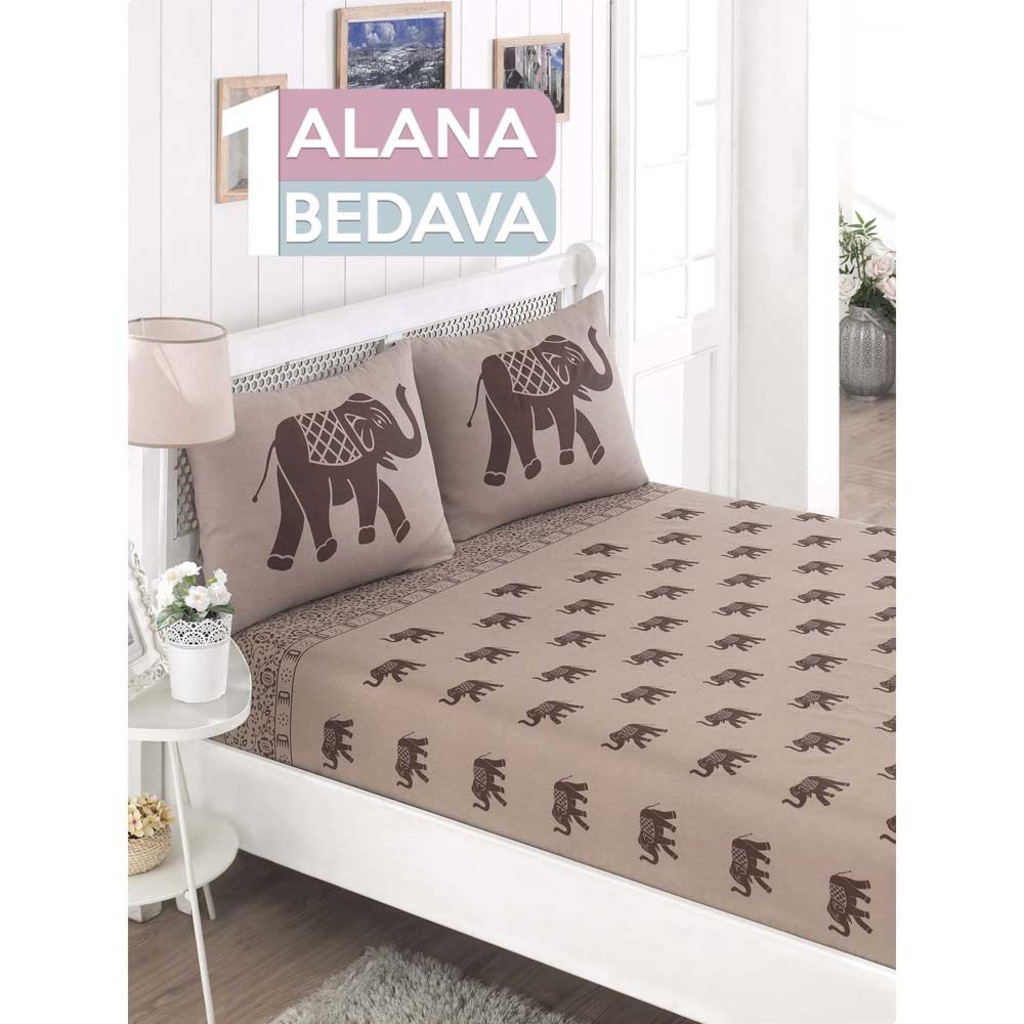 1 Alana 1 Bedava Lastikli Çarşaf Seti Tek Kişilik Fil Kahve Fiyatları