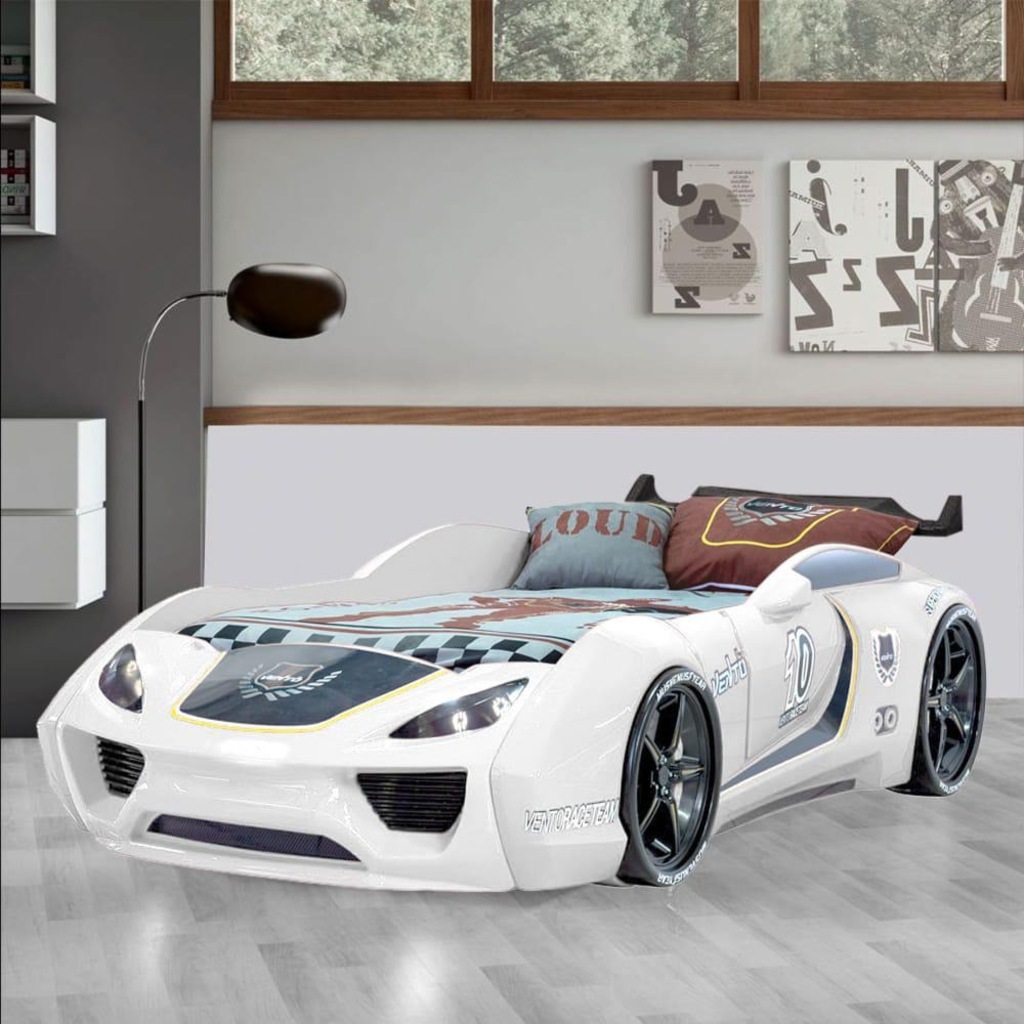 Arabalı Yatak Ferrari Beyaz Uzaktan Kumandalı