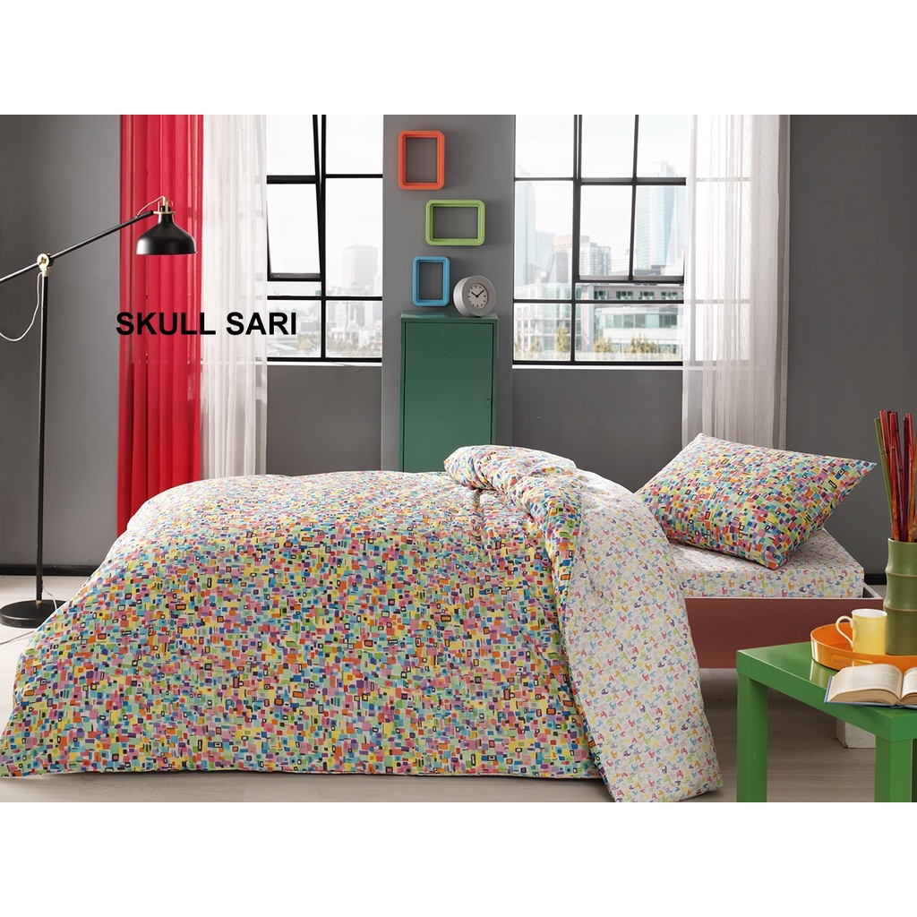 Taç Tek Kişilik Genç Nevresim Takımı Skull Sarı Taç Tek Kişilik Genç Nevresim Takımı Skull Sarı