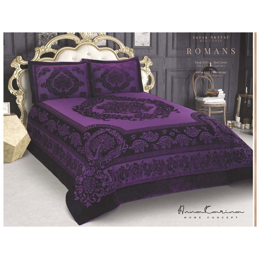 Bella Home Romans Kadife Yatak Örtüsü