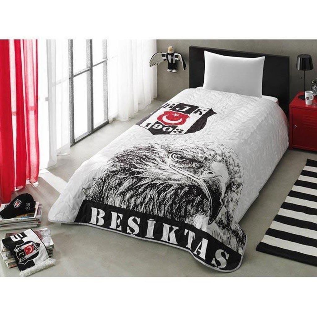 Taç Lisanslı Beşiktaş Siyah Beyaz Yatak Örtüsü Seti Fiyatları ve
