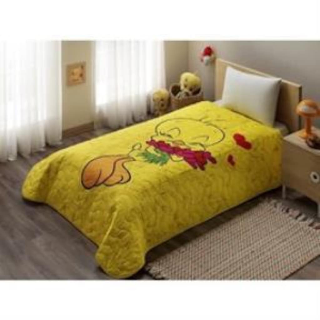 Taç Lisanslı Yatak Örtüsü Tek Kişilik Tweety Hearts tk0241