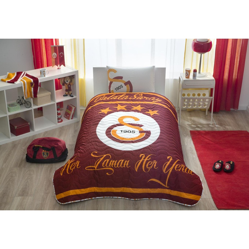 Zorlu Lisanslı Yatak Örtüsü Seti GS Galatasaray Logo Tek Kişilik