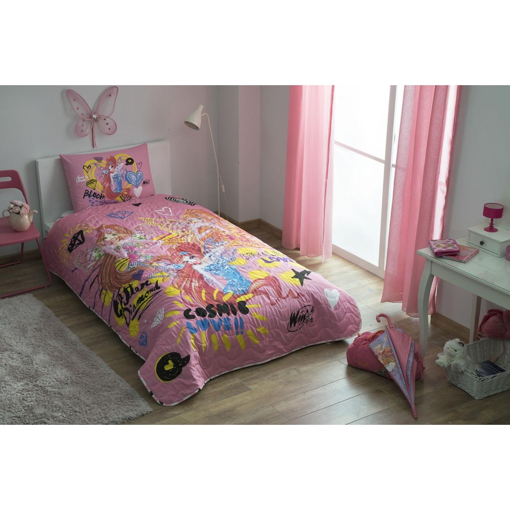 Zorlu Lisanslı Yatak Örtüsü Seti Winx Flowers Tek Kişilik