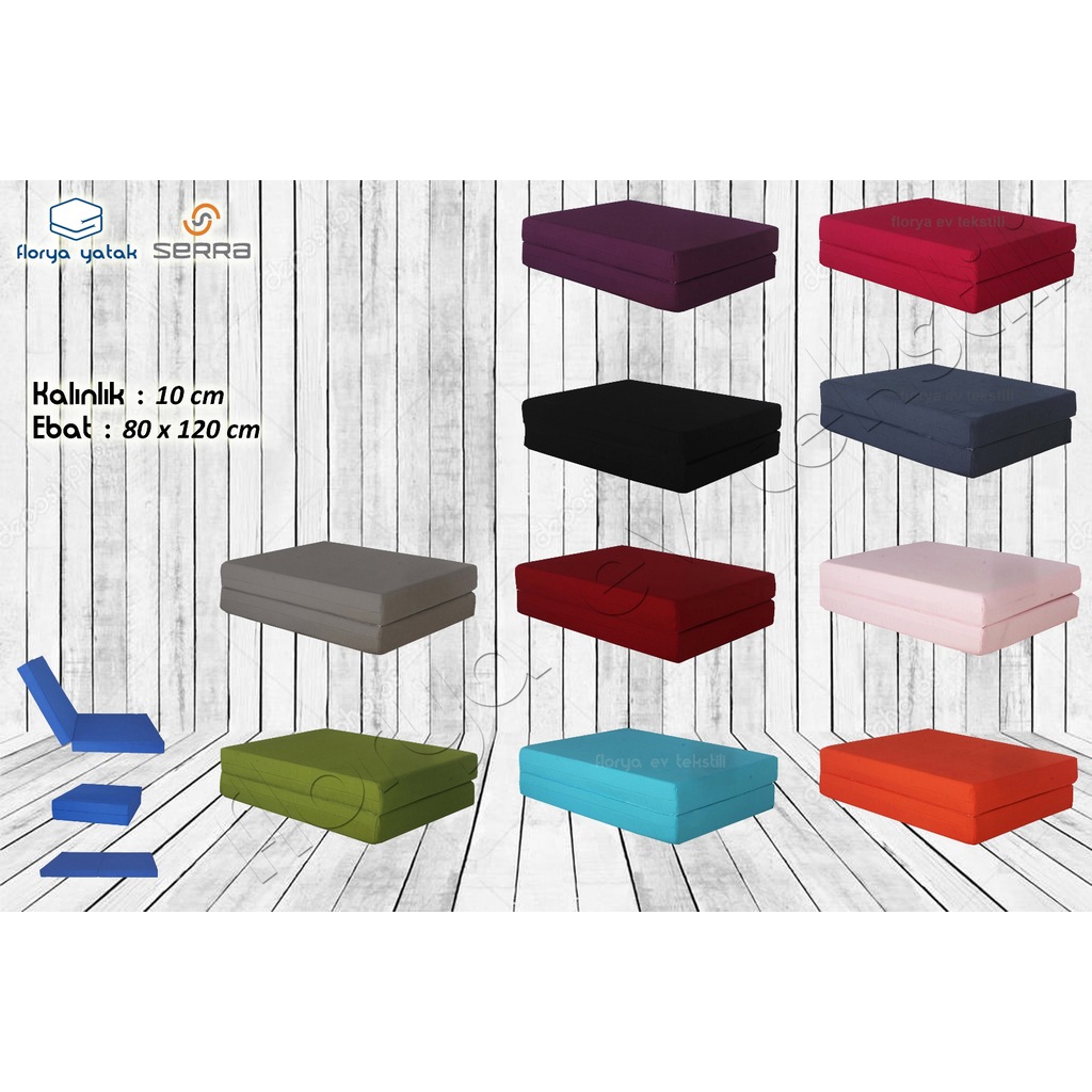 İkiye Katlanır Yatak Sünger Minder 80x120 Cm