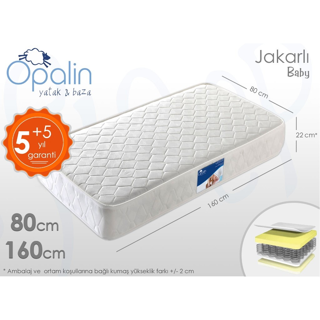 Opalin 80x160 cm Bebek Jakarlı Yatak Ortopedik Baby Yaylı Opalin 80x160 cm Bebek Jakarlı Yatak Ortopedik Baby Yaylı