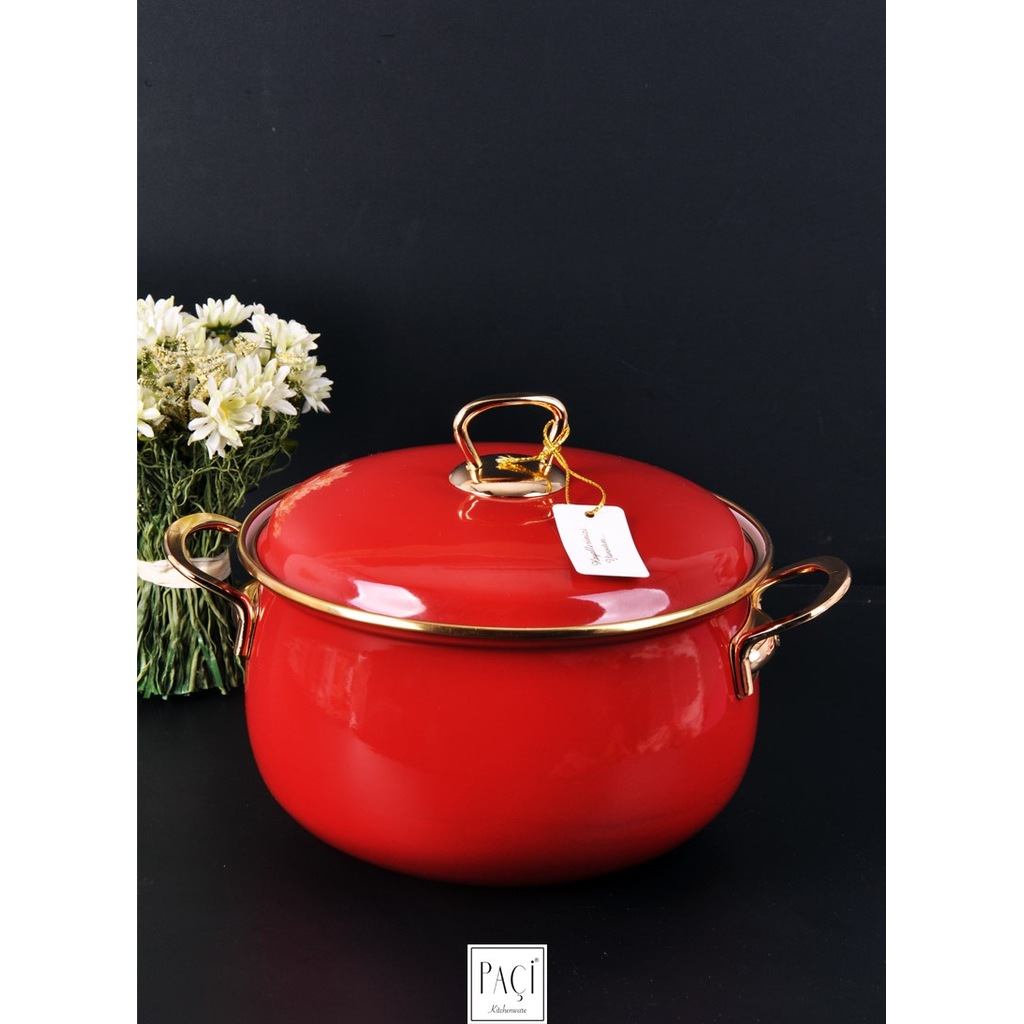 Paçi Elite Class Emaye 3,8 Litre Kırmızı Tencere Mtl