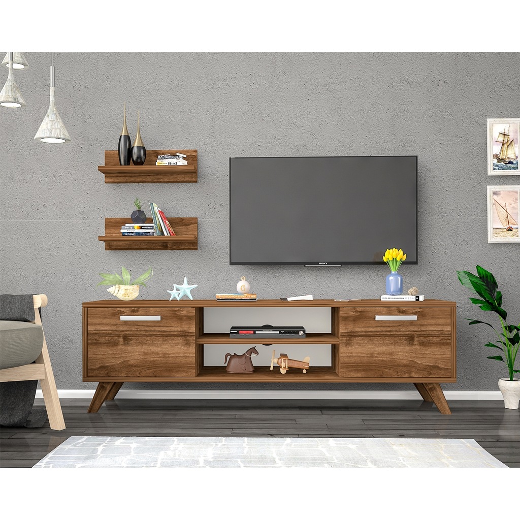 Ankara Mobilya Delta Ceviz 2 Raflı 140 Cm Tv Sehpası