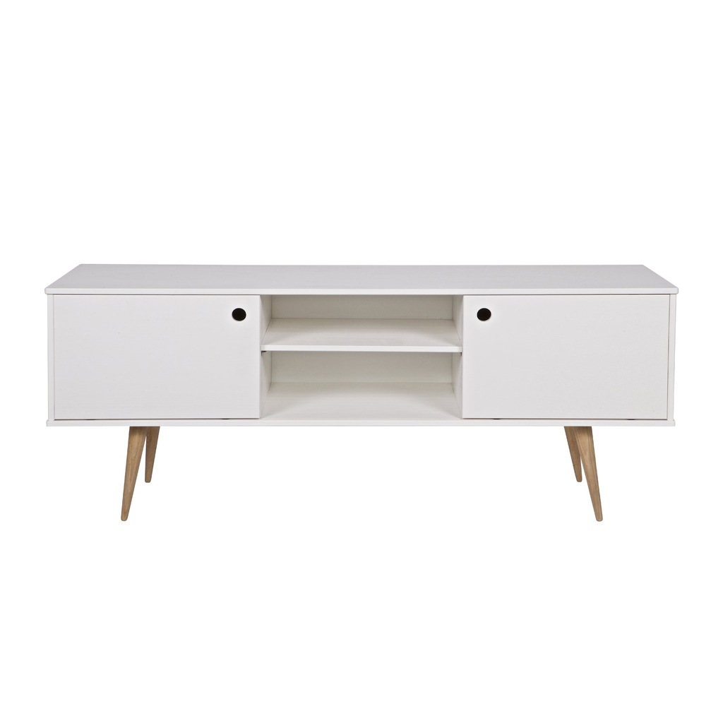 Rani A6 Tv Ünitesi Ahşap Ayaklı Dolaplı Tv Sehpası Beyaz
