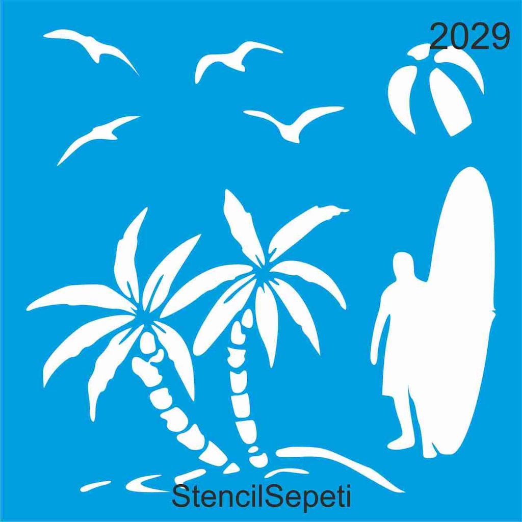 Deniz Kumsal Gunes 2 Stencil Ahsap Boyama Sablonu N11 Com