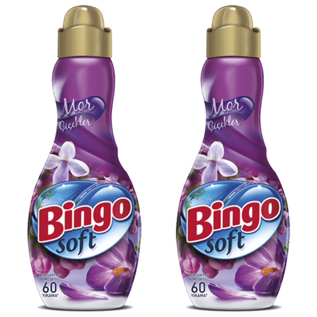 Bingo Soft Konsantre Çamaşır Yumuşatıcısı Mor Çiçekler 2 x 1440 ML