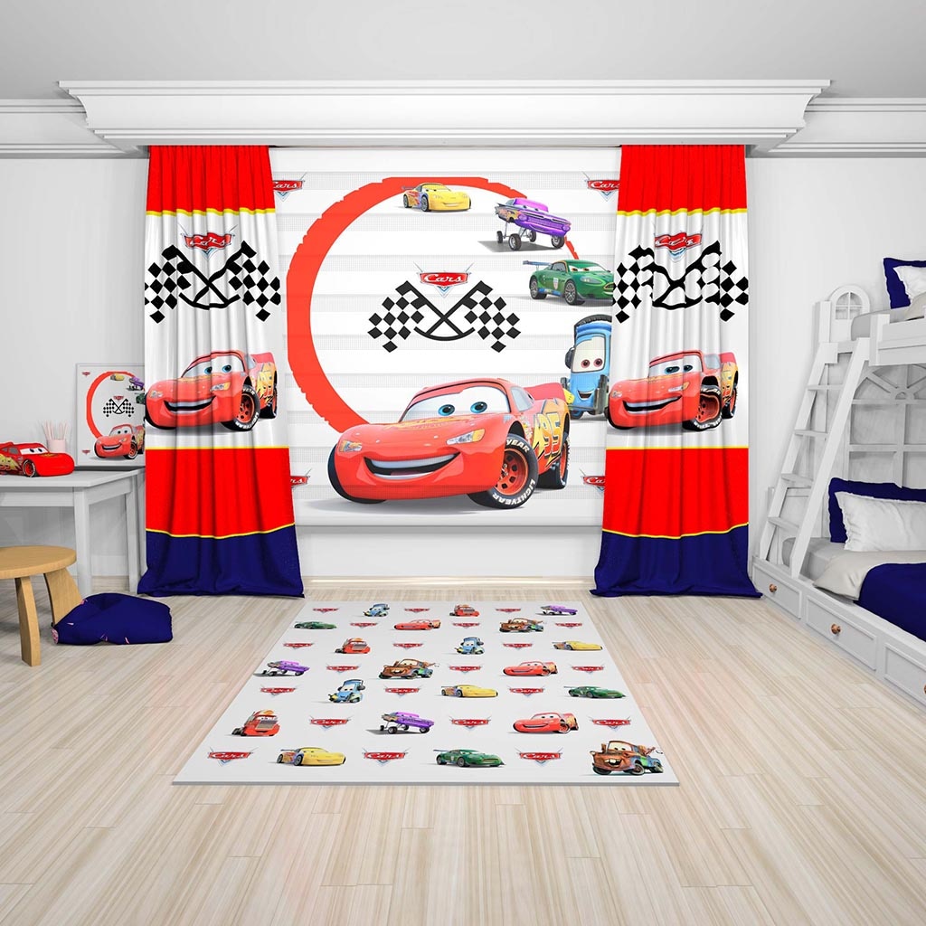simsek mcqueen dijital baskili cocuk odasi perde hali kombin fiyatlari ve ozellikleri