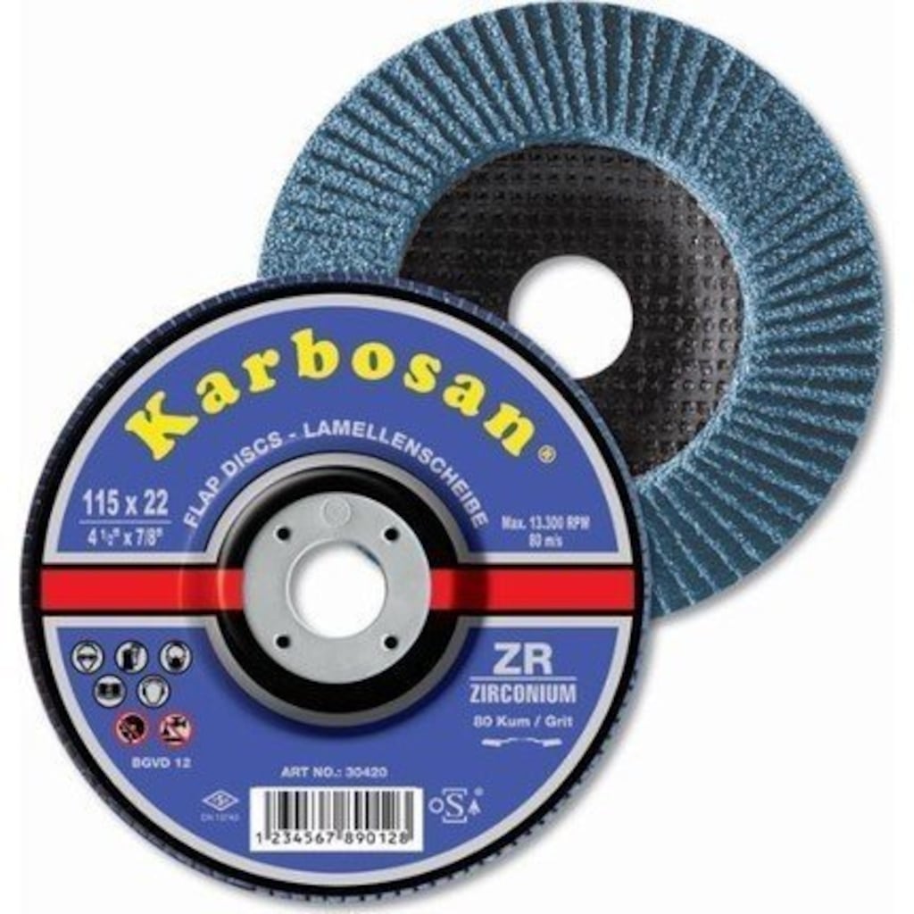 Karbosan Zirkonyum Flap Disk 60 Kum 115x22.23 mm Fiyatları ve Özellikleri