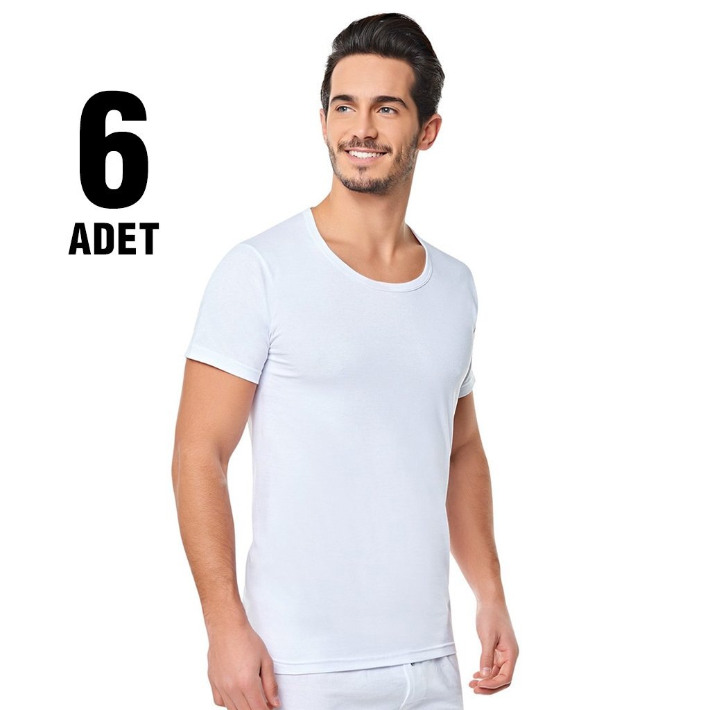 Tutku Renkli Sifir Yaka Erkek Penye Atlet 6 Li Gipas Tekstil