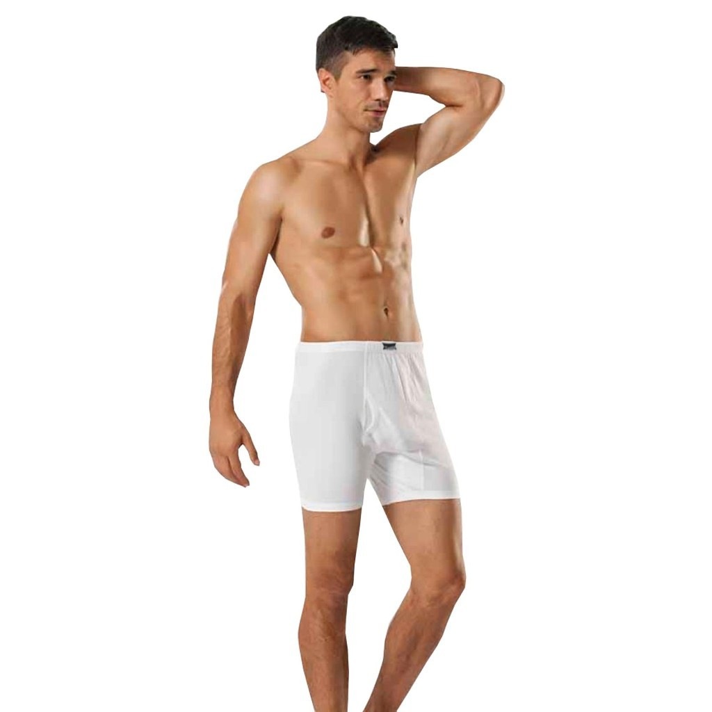 6 Adet Tutku %100 Pamuk Penye Paçalı Külot Erkek Boxer Beyaz