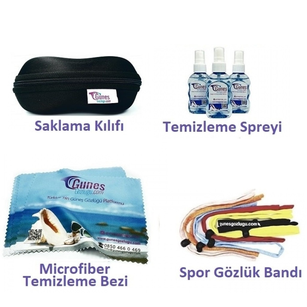 Gözlük Kılıfı Spor İpi Temizleme Bezi Temizleme Spreyi Set Olarak