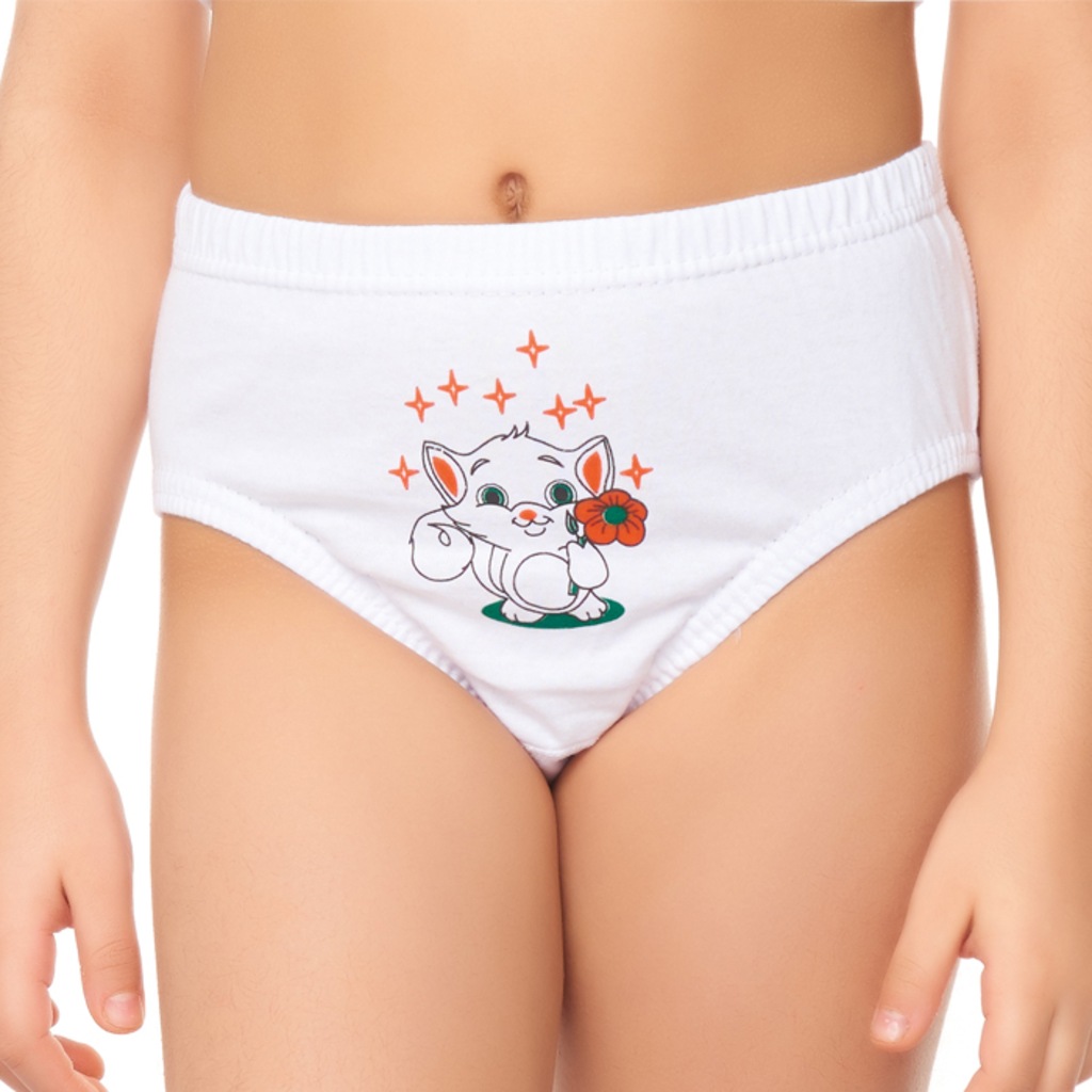 12'li Paket Seher Kız Çocuk Beyaz Slip Külot Don %100 Pamuk