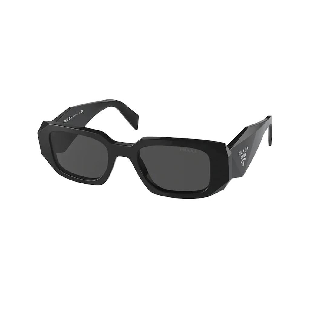 Prada SPR17W 1AB5S0 Black/Dark Grey Rectangle Sunglasses | Fashion Eyewear
