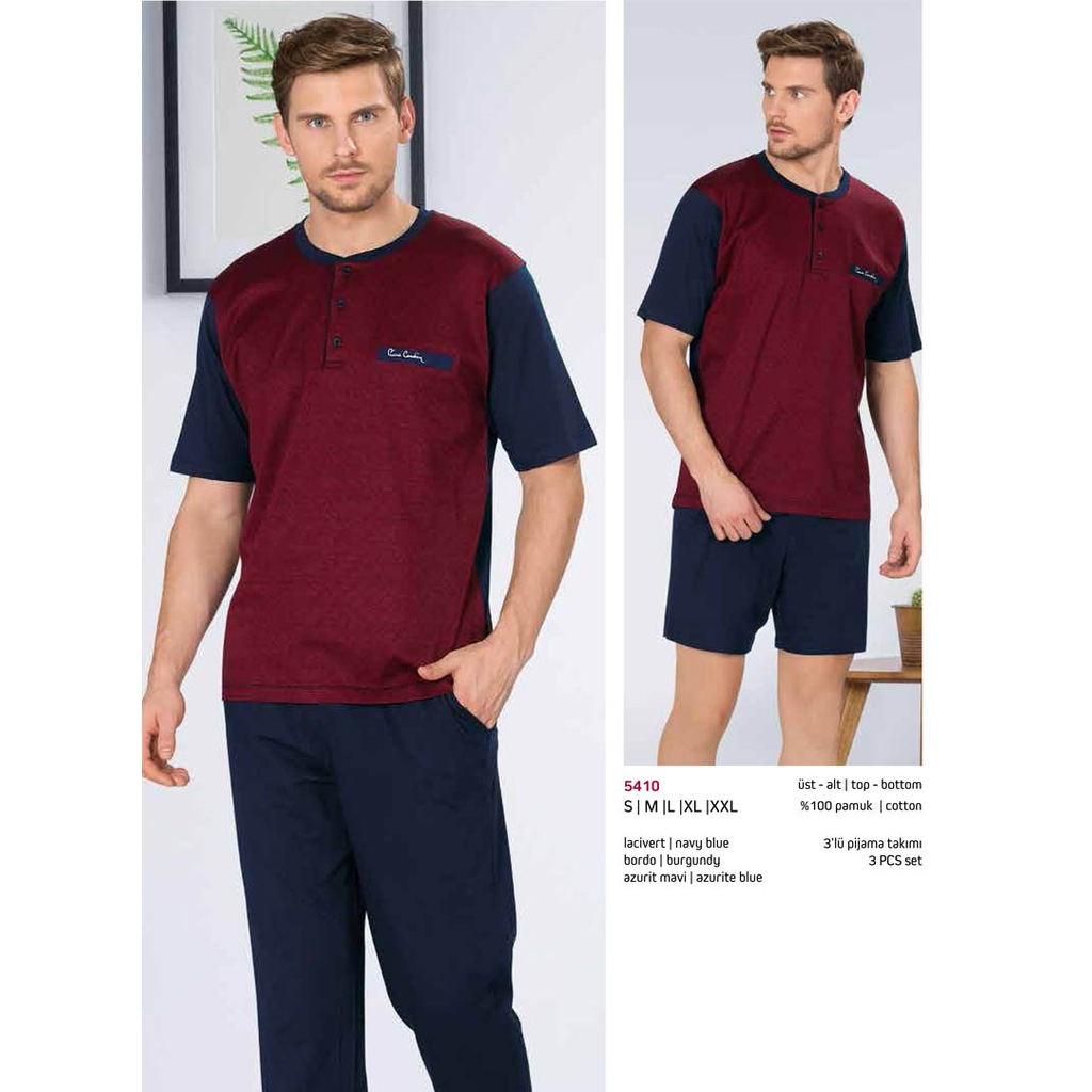 Pierre Cardin Uclu Ceyize Uygun Desenli Erkek Pijama Takimi
