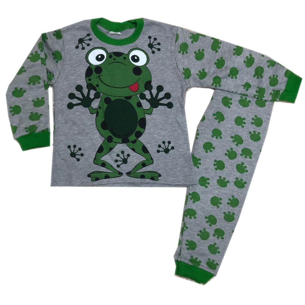 Erkek ve Kız Çocuk 4-5-6 Yaş %100 Pamuklu Kurbağalı Pijama Takımı