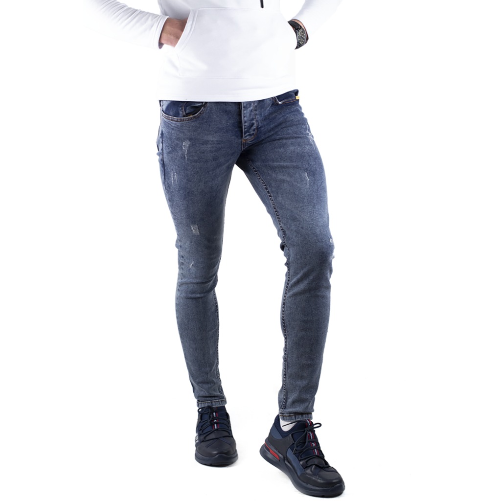 Blue Black Erkek Kot Pantolon Slim Fit Dar Paca