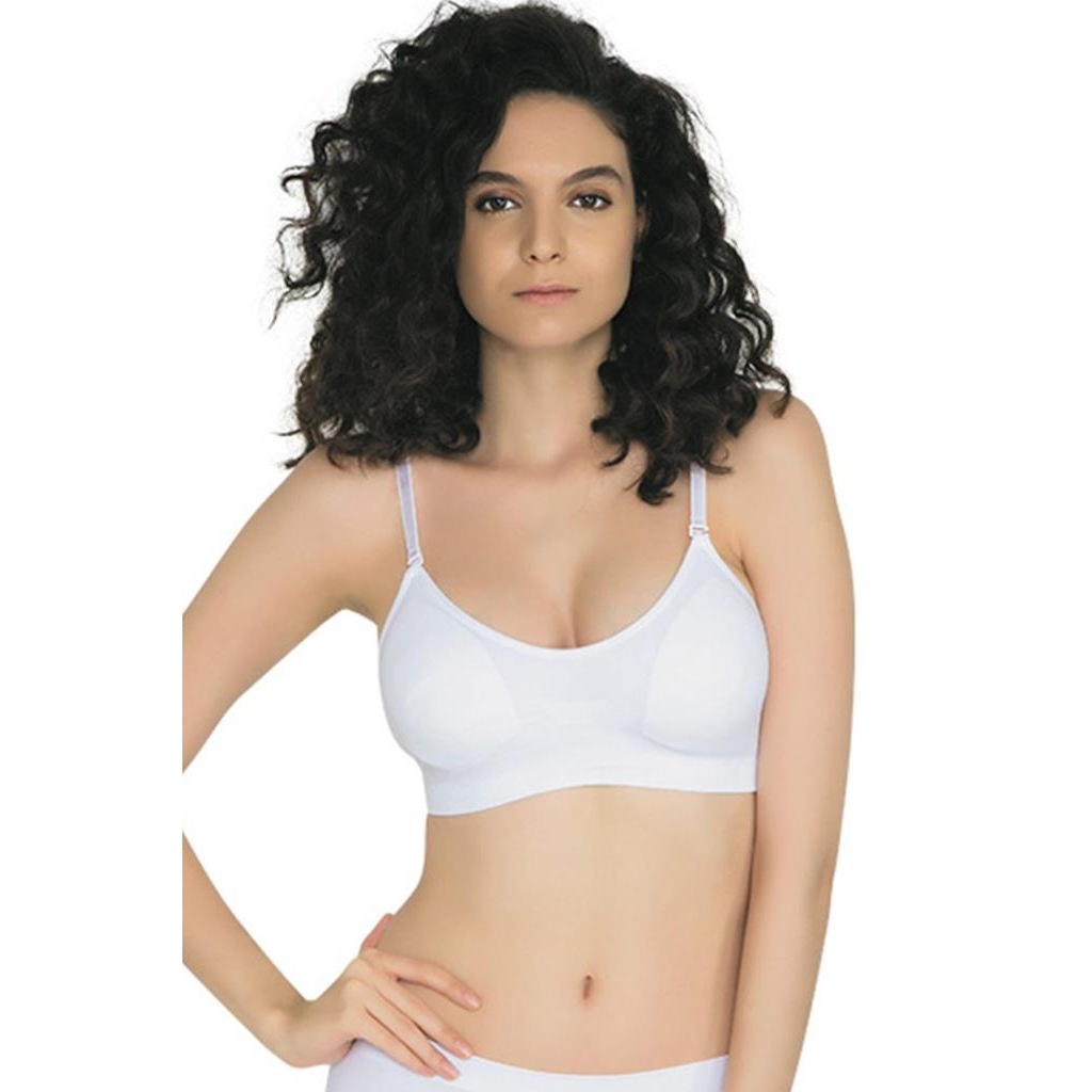 Yevda Kadın Beyaz Dikişsiz Pedli Kaplı Sporcu Sütyeni 2311