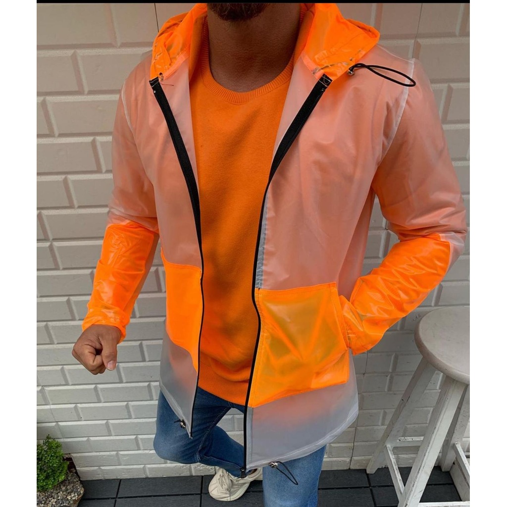Bershka Erkek Beyaz Kapusonlu Transparan Ceket 01311644 Trendyol