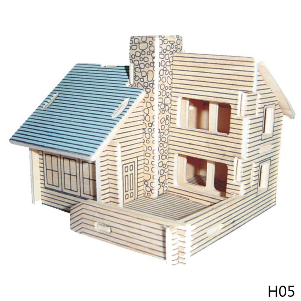 17 Parça Ahşap Maket Ev Woodcraft Construction Kit