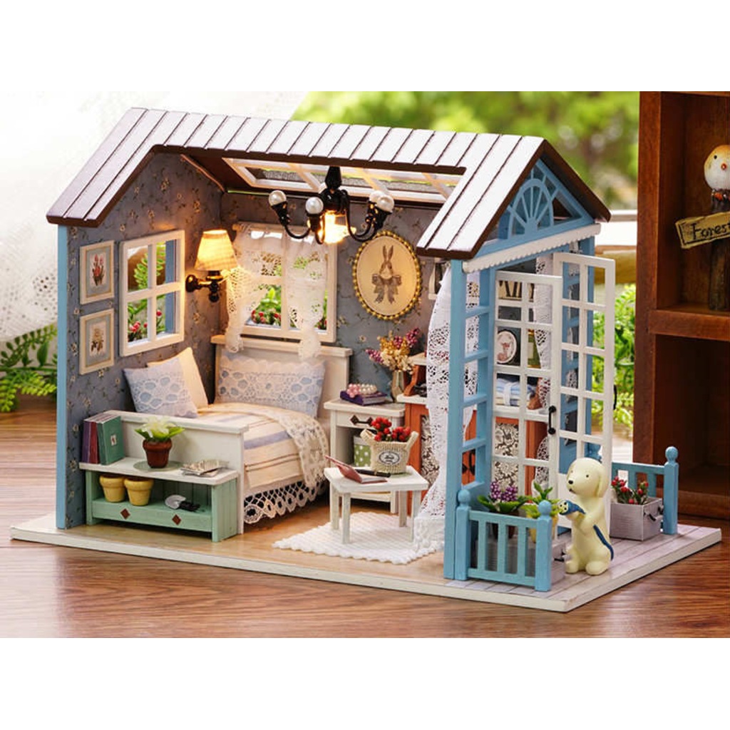 Kendin Yap MİNYATÜR AHŞAP BEBEK EVİ Led Aydınlatmalı Gece