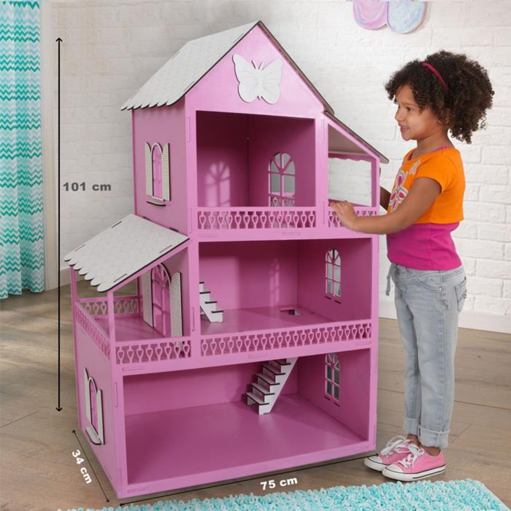 Evmakids Lüks Ahşap Çocuk Oyun Evi Pembe