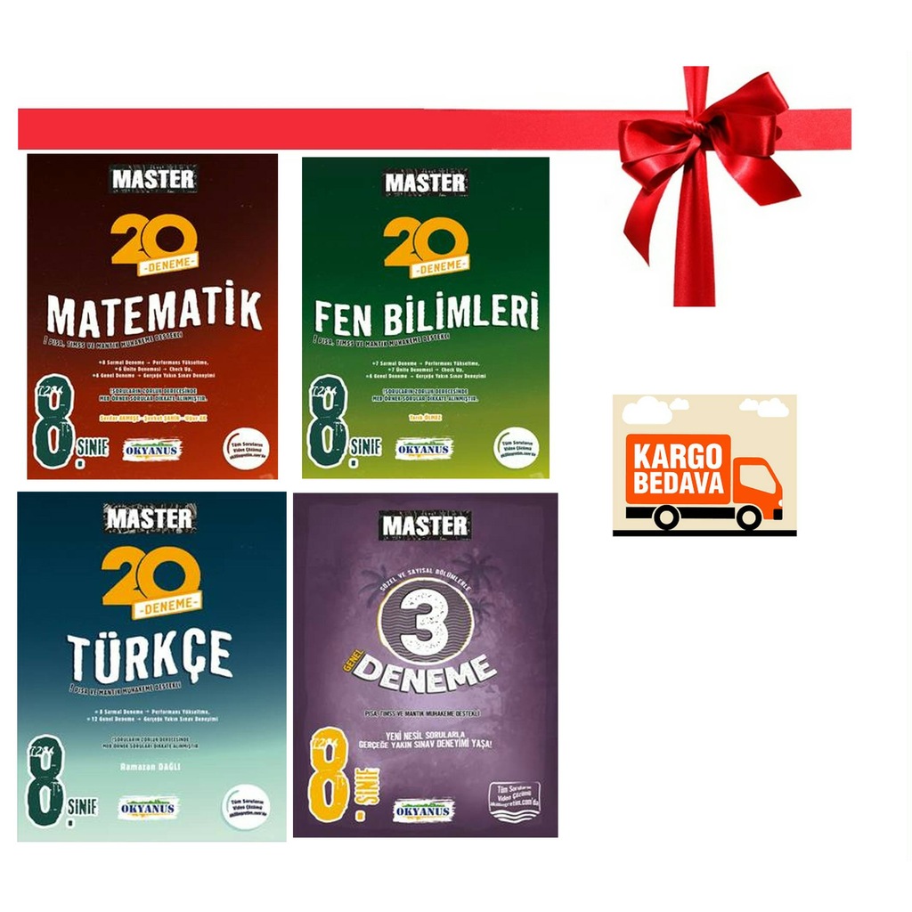 OKYANUS 8.SINIF LGS MASTER MATEMATİK FEN TÜRKÇE + 3 DENEME SETİ