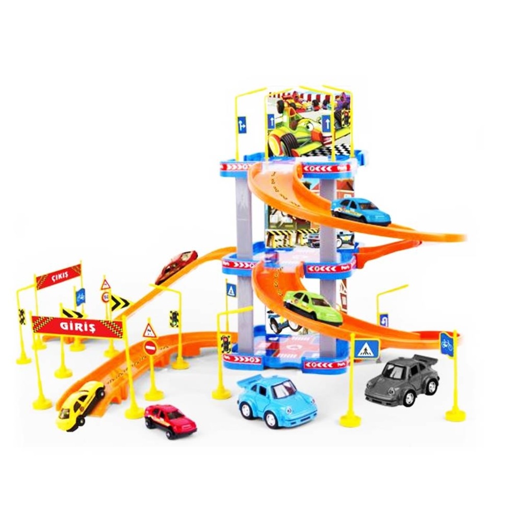 Oyuncak Garaj Seti Büyük 3 Katlı Garaj Otopark metal arabalı lego