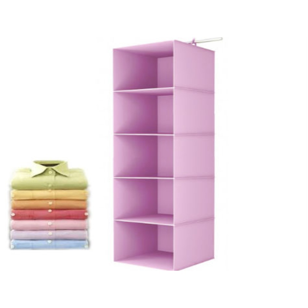 5 Gözlü Gardolap Organizer Pembe