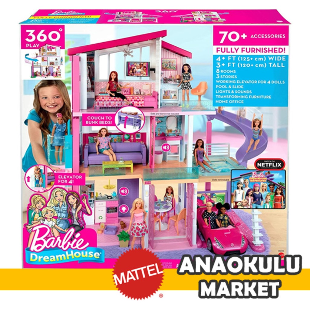 Barbie�nin Rüya Evi Büyük Mobilyalı Eşyalı Bebek Oyun Evi FHY73