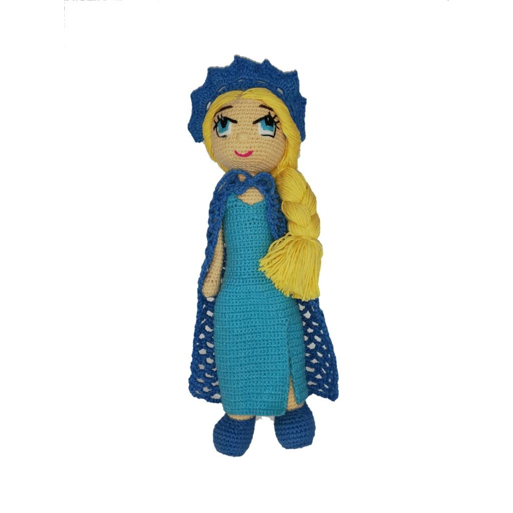 Amigurumi 40cm karlar Kraliçesi Elsa Frozen Organik Oyuncak Bebek