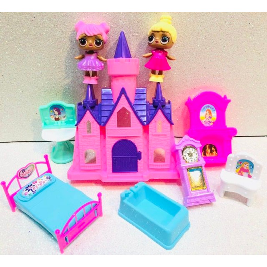 LOL BEBEK ŞATO EVİ 2 ADET LOL BEBEK Lİ EŞYALI 9 PARÇA LOL BEBEK