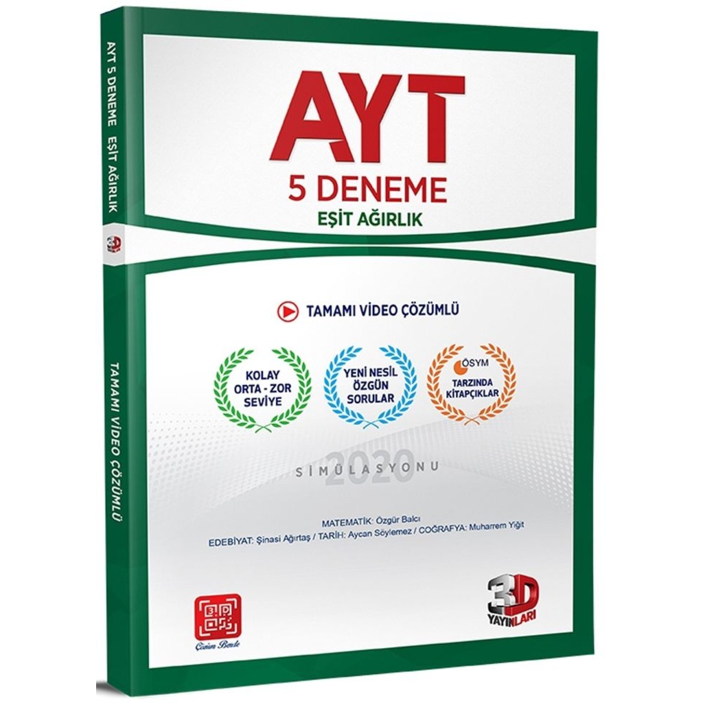 3D Yayınları AYT 5'li Eşit Agırlık Deneme Tamamı Video Çözümlü