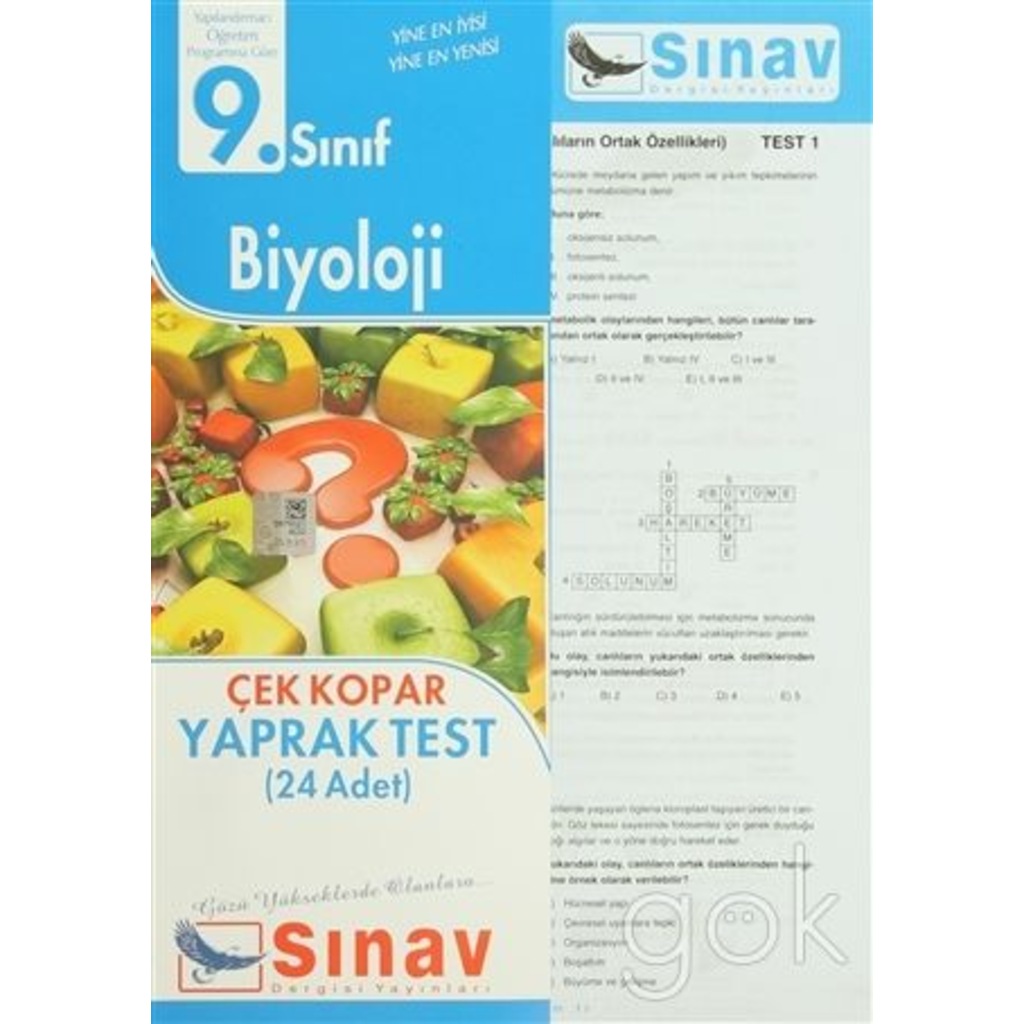 9. Sınıf Biyoloji Çek Kopar Yaprak Test (24 Test)