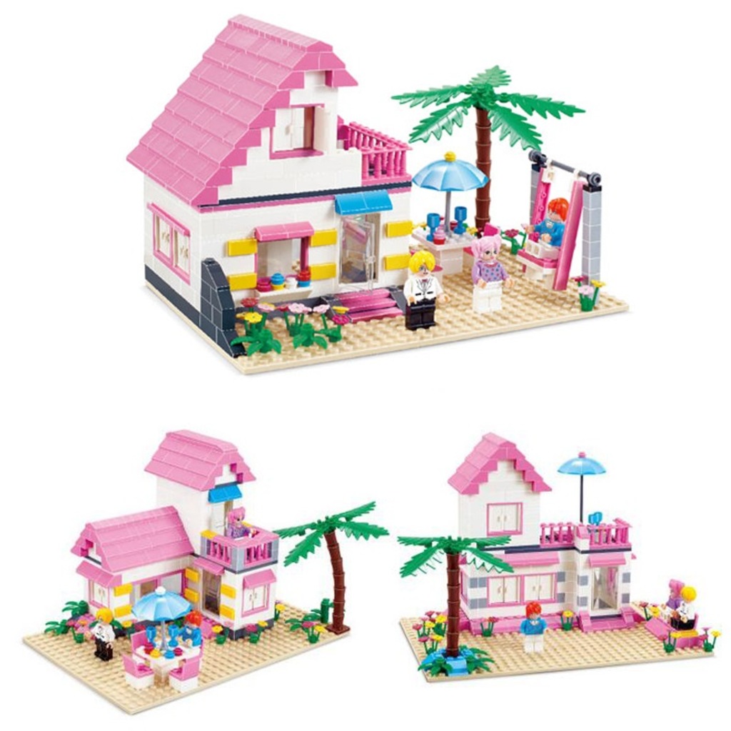 BLX Tatlı Kız Serisi 383 Parça Lego Bahçeli Sahil Evi Oyun Seti