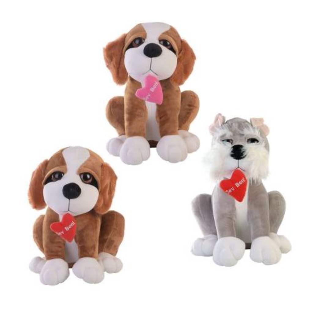 Çocuk Peluş Oyuncak Havlayan Köpek 35cm Kalpli Yeni Yıl Hediye