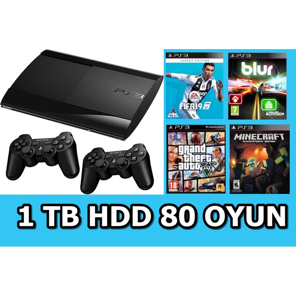 ✅1 TB HAFIZA+80 OYUN+PS3+2 ADET SIFIR KOL+GARANTİLİ✅