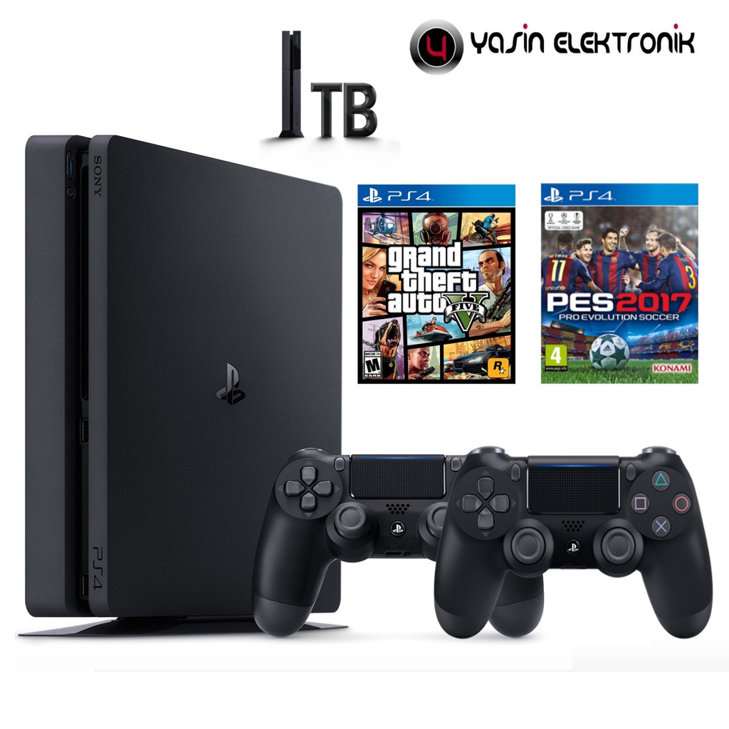 SONY PS4 SLIM 1 TB CUH-2016B YENİ SLİM PES 17 + GTA V + 2. KOL V2