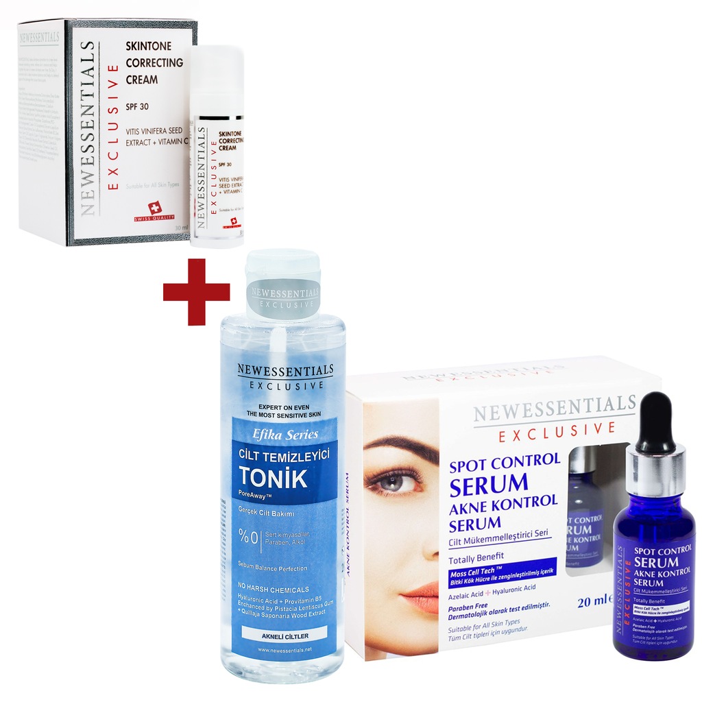 NewEssentials Akne Karşıtı Krem - Tonik - Serum 3'lü Set