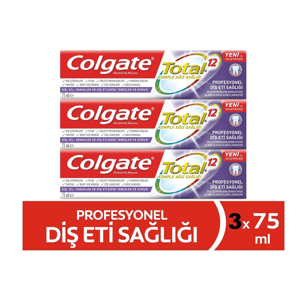 COLGATE Total Profesyonel Diş Eti Sağlığı Diş Macunu 75 ml x 3 ad