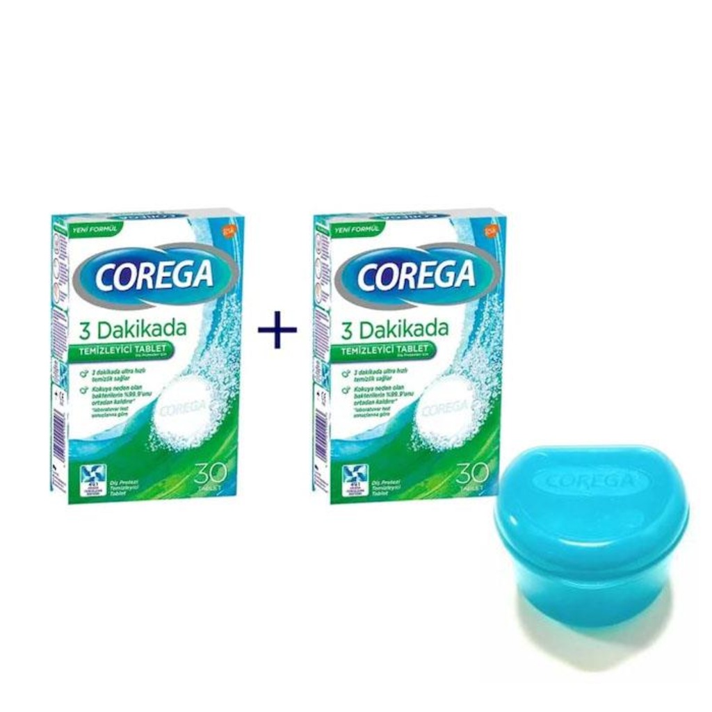 Corega Bio Diş Temizleme 30 Tablet 2 Adet + Protez Kabı hediye