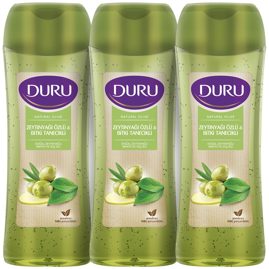 Duru Natural Zeytinyağı Özlü ve Bitki Tanecikli Duş Jeli 3x450ml