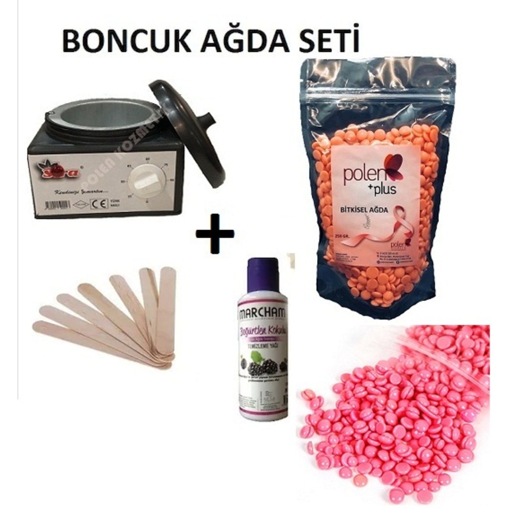 Plus Granül Boncuk İnci Sir Ağda Kazan 4 lü SET Pudralı 250gr