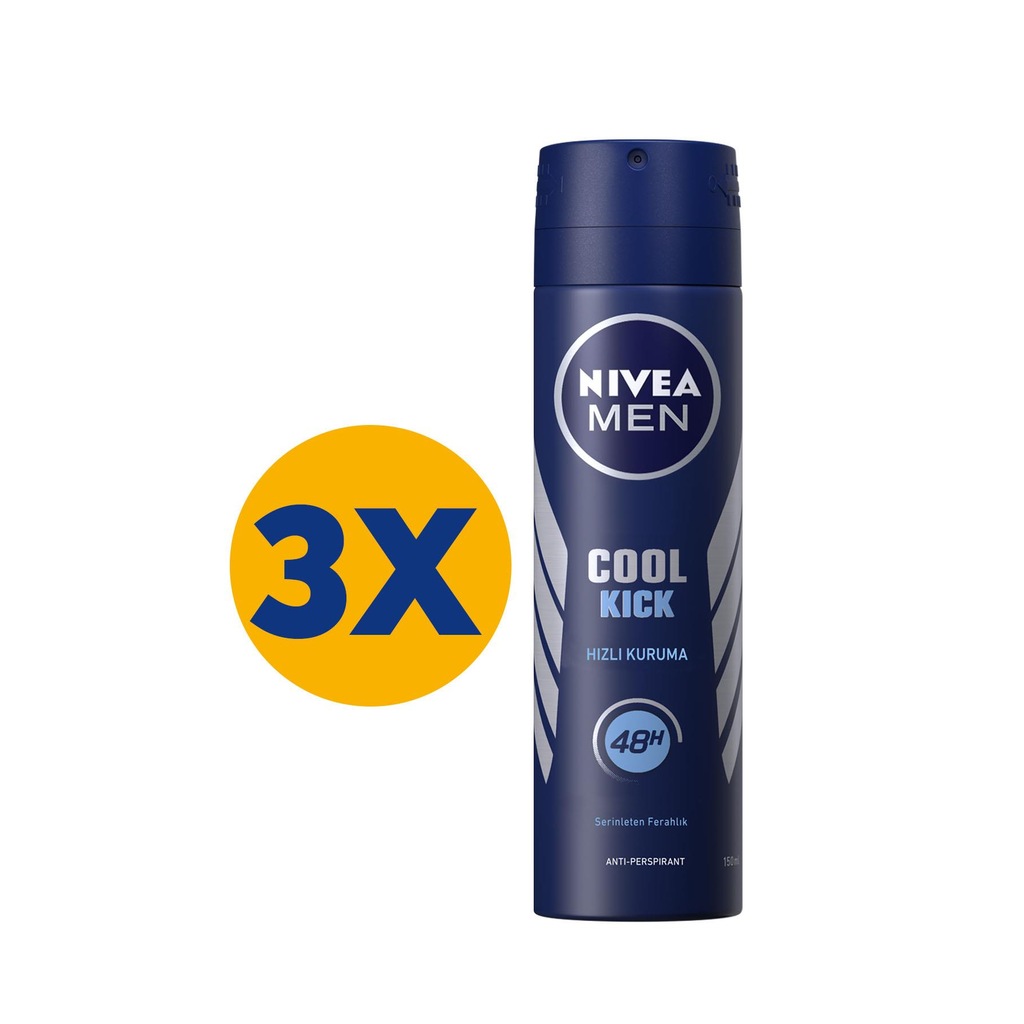 NİVEA COOL KICK SPREY DEODORANT 150ML ERKEK 3'LÜ PAKET
