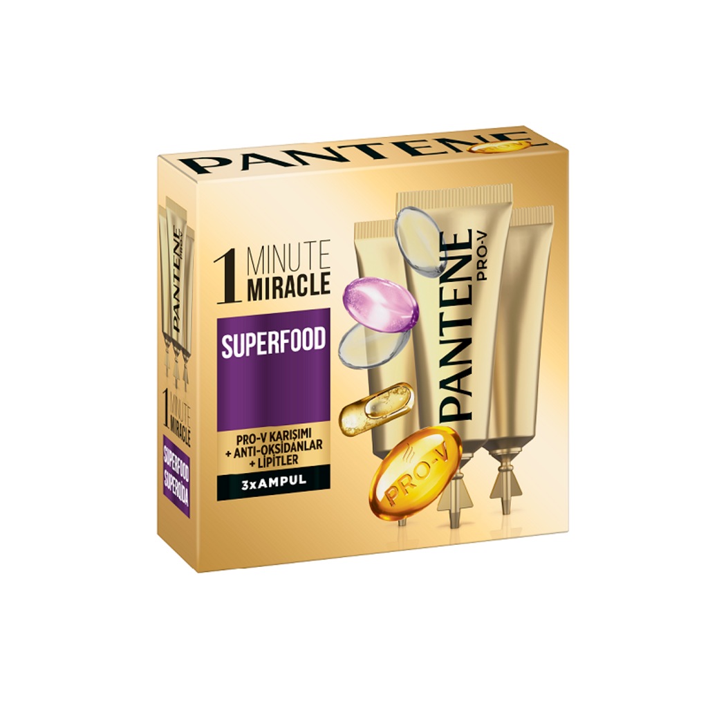 Pantene superfood 1 dak Mucizevi saç bakım Kürü x3 ampül